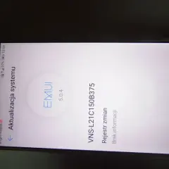 Ekran telefonu z informacją o aktualizacji systemu EMUI 5.0.4. Model VNS-L21C150B375.